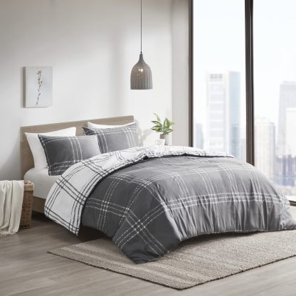 Urban style gray plaid bedding
