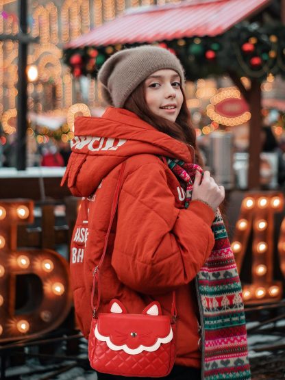 Cute cat red and white crossbody bag - Image 7