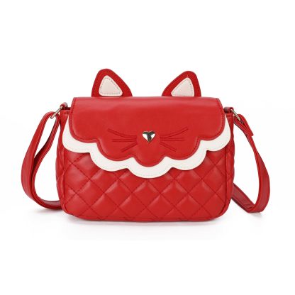 Cute cat red and white crossbody bag