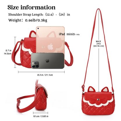 Cute cat red and white crossbody bag - Image 5