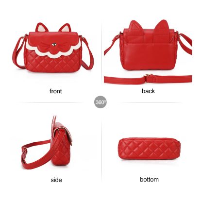 Cute cat red and white crossbody bag - Image 4