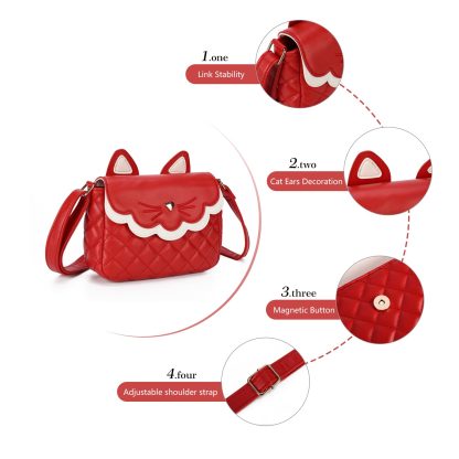 Cute cat red and white crossbody bag - Image 3