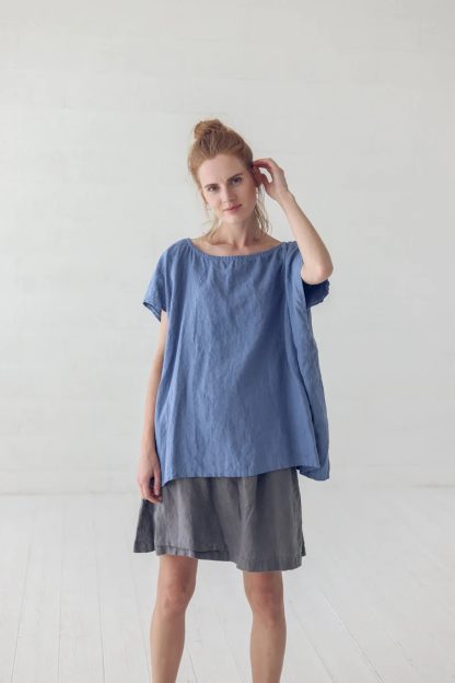 Light blue linen dropped shoulder top - Image 2
