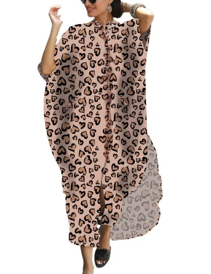 Lazy style heart leopard print robe dress - Image 5