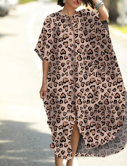 Lazy style heart leopard print robe dress - Image 2