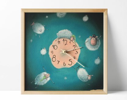 Sheep-themed hand-painted square wall clock - Image 4