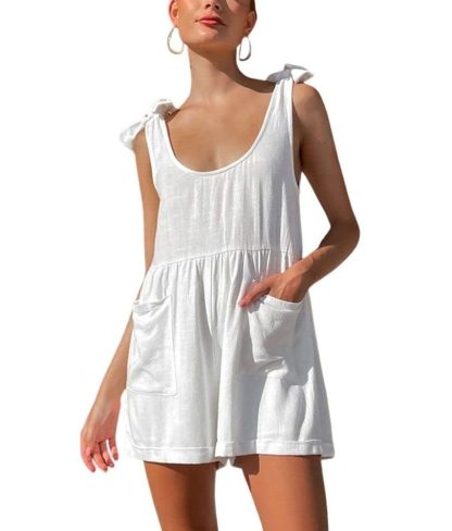 Women's tied-shoulder linen-blend jumpsuit