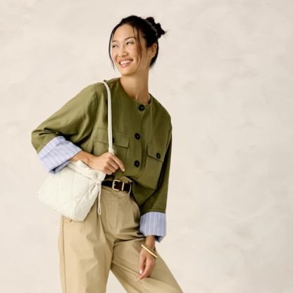 Diamond Quilted Cream Tote Bag - Image 7