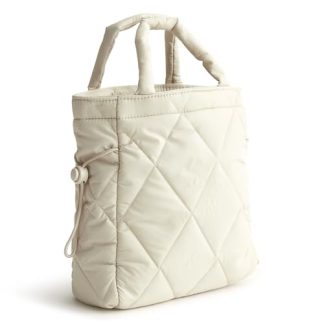 Diamond Quilted Cream Tote Bag
