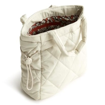 Diamond Quilted Cream Tote Bag - Image 2