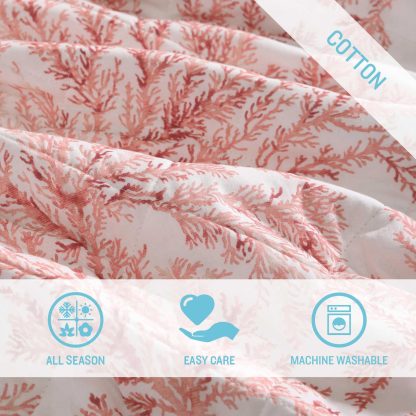 Coral print three-piece bedspread set - Image 5