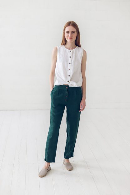 Women's Linen Sleeveless Button Front Top - Image 4