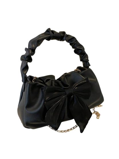 Bow-embellished pleated chain bag - Image 5