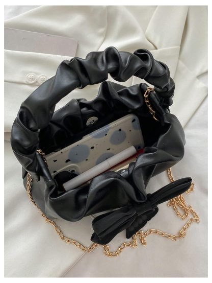 Bow-embellished pleated chain bag - Image 3