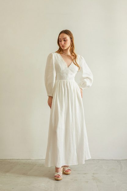 French elegant V-neck maxi dress - Image 2