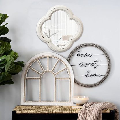 French retro old flower window mirror
