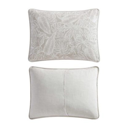 Light Gray Leaf Pattern Quilted Three-Piece Bedspread Set - Image 2