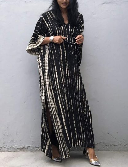 Tie-dye gradient striped robe dress - Image 8