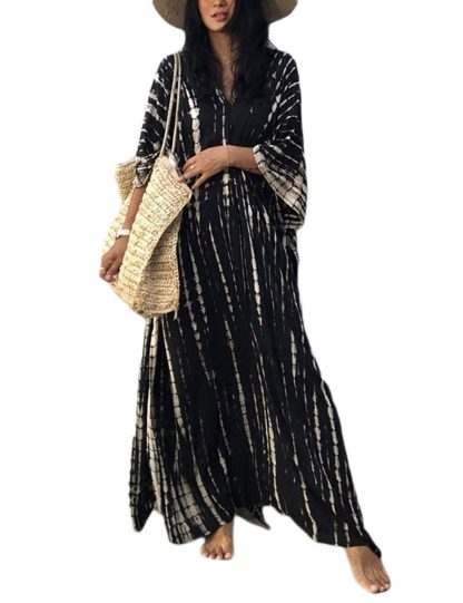 Tie-dye gradient striped robe dress - Image 7