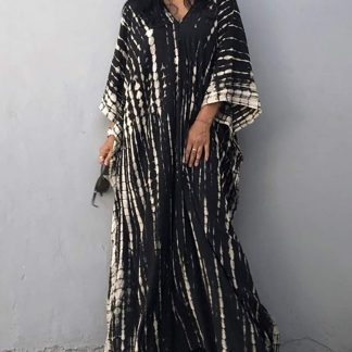 Tie-dye gradient striped robe dress