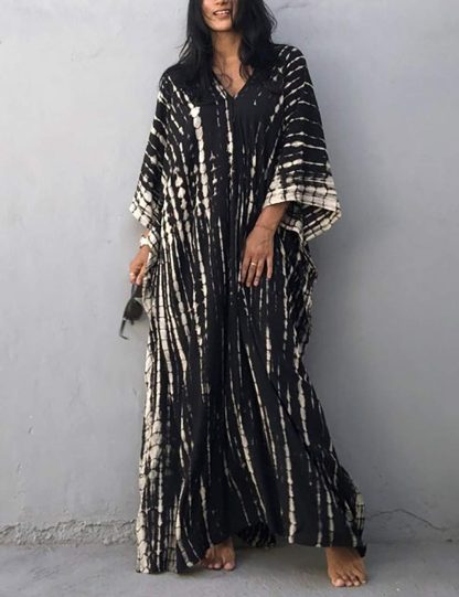 Tie-dye gradient striped robe dress