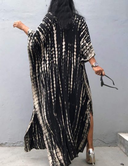 Tie-dye gradient striped robe dress - Image 4