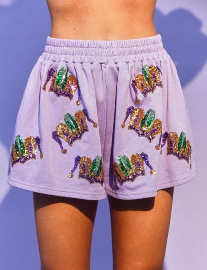 Women's Purple Cactus Print Sweatshirt and Shorts Set - Image 2