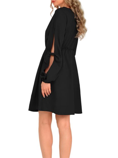 Design hollow lantern sleeve waist dress - Image 2
