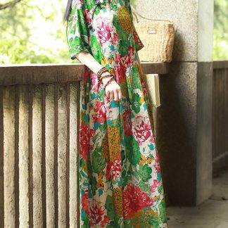 Loose printed long skirt