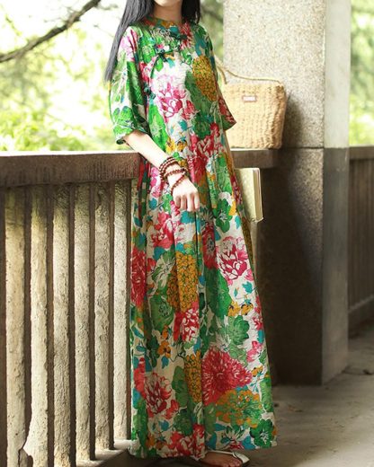 Loose printed long skirt
