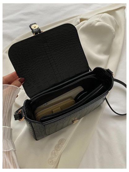 Croc-embossed leather crossbody bag - Image 3