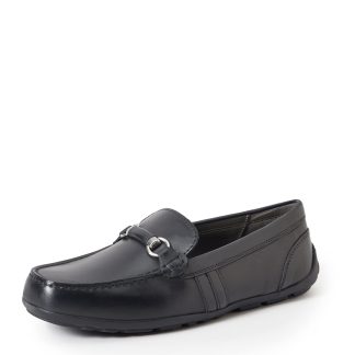 Men's Black Leather Buckle Loafers