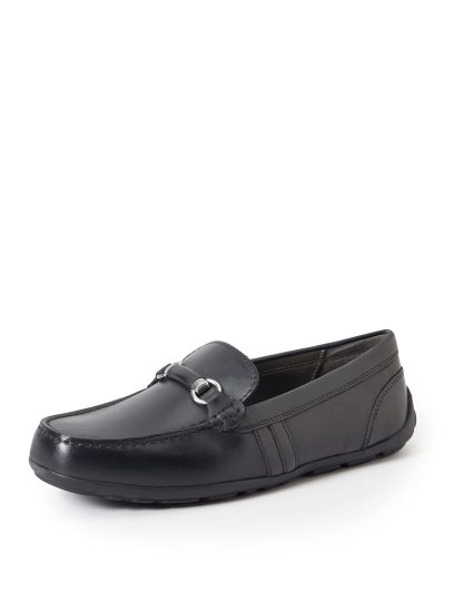 Men's Black Leather Buckle Loafers