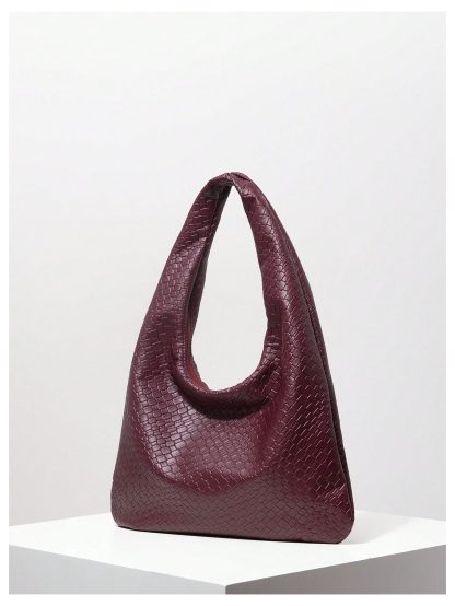 Textured Croc-Embossed Hobo Bag