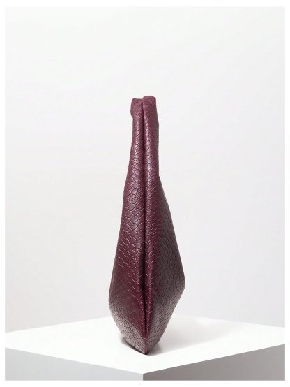 Textured Croc-Embossed Hobo Bag - Image 4