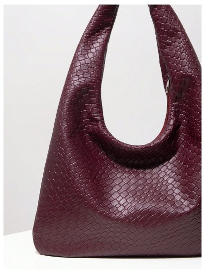 Textured Croc-Embossed Hobo Bag - Image 3