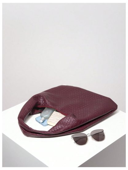 Textured Croc-Embossed Hobo Bag - Image 2
