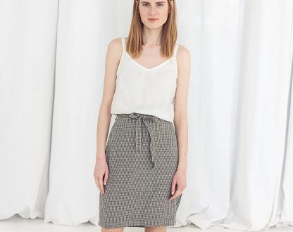 Women's Linen Houndstooth Pencil Skirt - Image 2