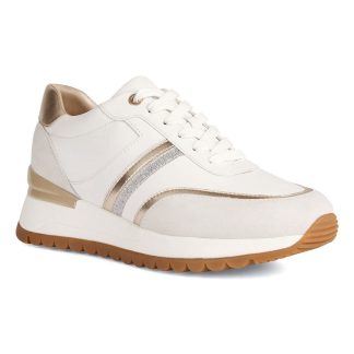 Women's white and gold embellished sneakers