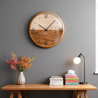 Nordic two-color wooden wall clock