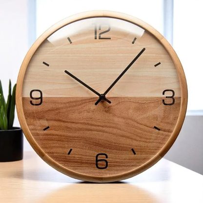 Nordic two-color wooden wall clock - Image 4