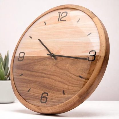 Nordic two-color wooden wall clock - Image 2