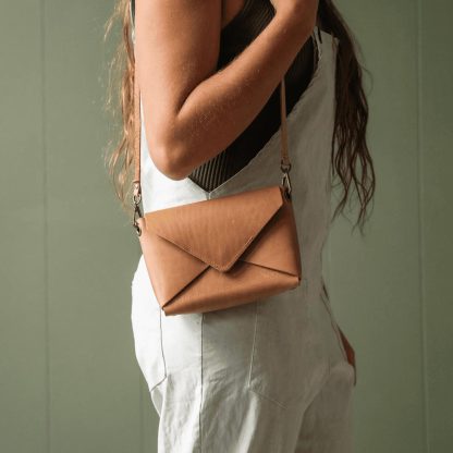 Handmade Leather Envelope Crossbody Bag - Image 4