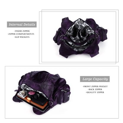 Retro punk style purple women's bag - Image 6