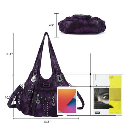 Retro punk style purple women's bag - Image 4