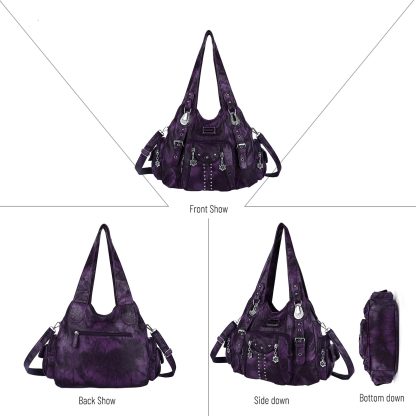 Retro punk style purple women's bag - Image 3