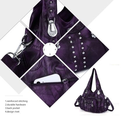 Retro punk style purple women's bag - Image 2