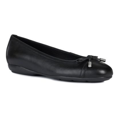 Women's Black Leather Ballet Flats