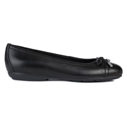 Women's Black Leather Ballet Flats - Image 2