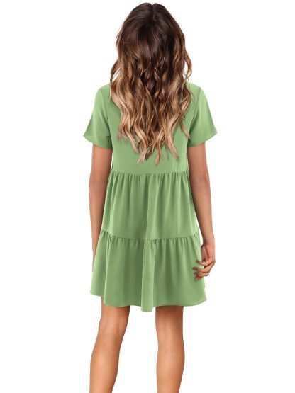 Fresh avocado green V-neck cake dress - Image 4